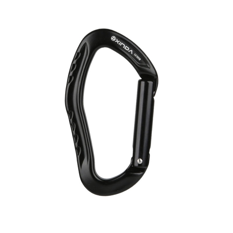 22KN Rock Climbing Straight Quickdraw Spring-loaded Gate Aluminum Carabiner (Black)