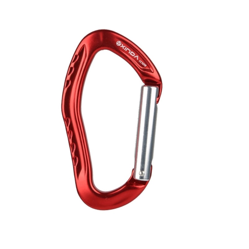 22Kn Rock Climbing Straight Quickdraw Spring-Loaded Gate Aluminum Carabiner (Red)