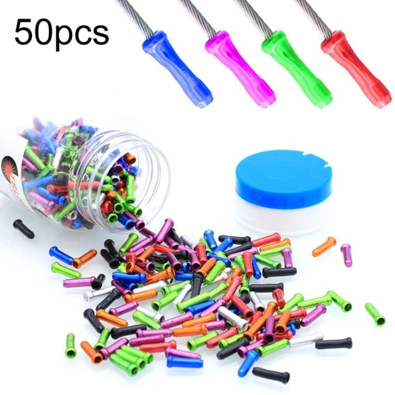 50pcs Mountain Road Bicycle Aluminum Alloy Brake Shifting Cable Core Cap(Random Color Delivery)
