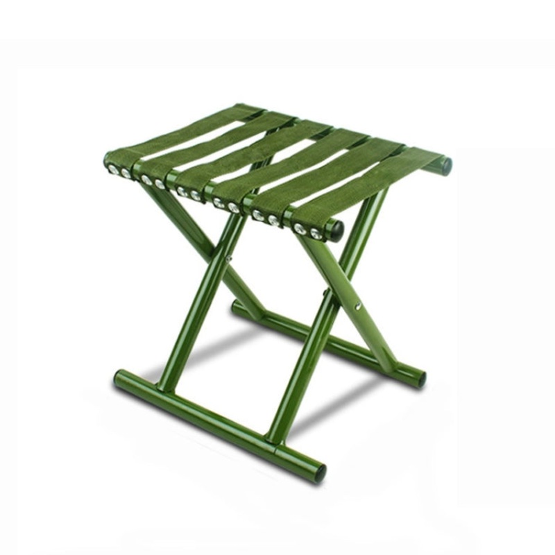 Metal Tube Outdoor Folding Chair Fishing Stool Camping Portable Stool Large Army Green (31.5cm)