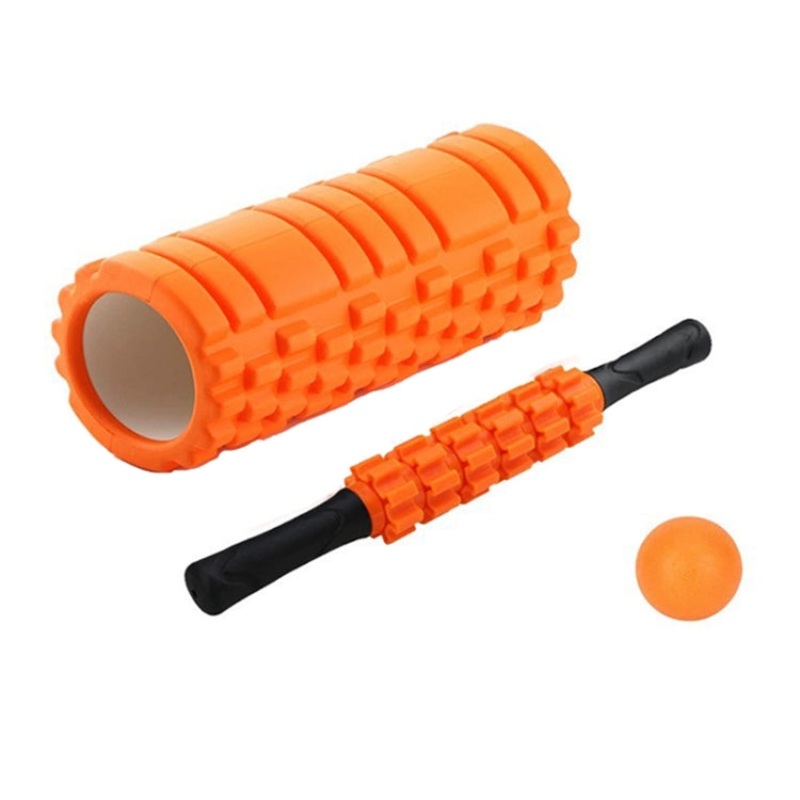 33cm 3pcs EVA Hollow Foam Roller Muscle Relaxation Yoga Column Set Fitness Equipment (Orange)