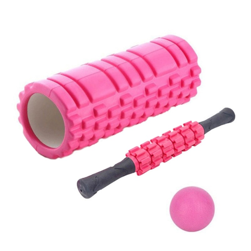 33cm 3pcs Foam Roller Muscle Relaxation Column Set Fitness Equipment (Pink)