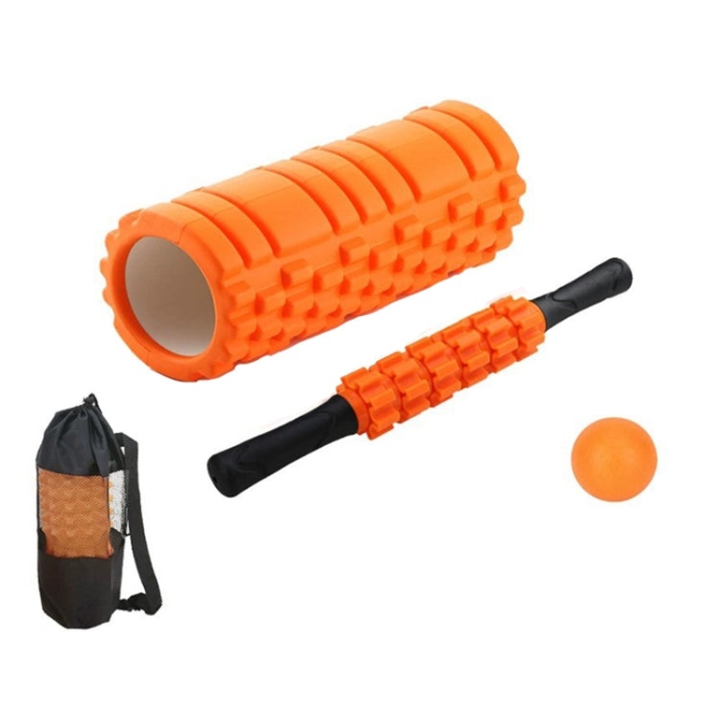 33cm 4pcs/set EVA Hollow Foam Roller Muscle Relaxation Roller Yoga Column Set Fitness Equipment (Orange)