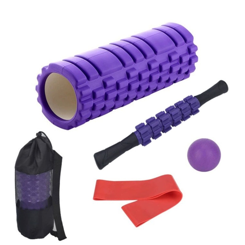 33cm 5pcs/set EVA Hollow Foam Roller Muscle Relaxation Yoga Column Set Fitness Equipment (Purple)