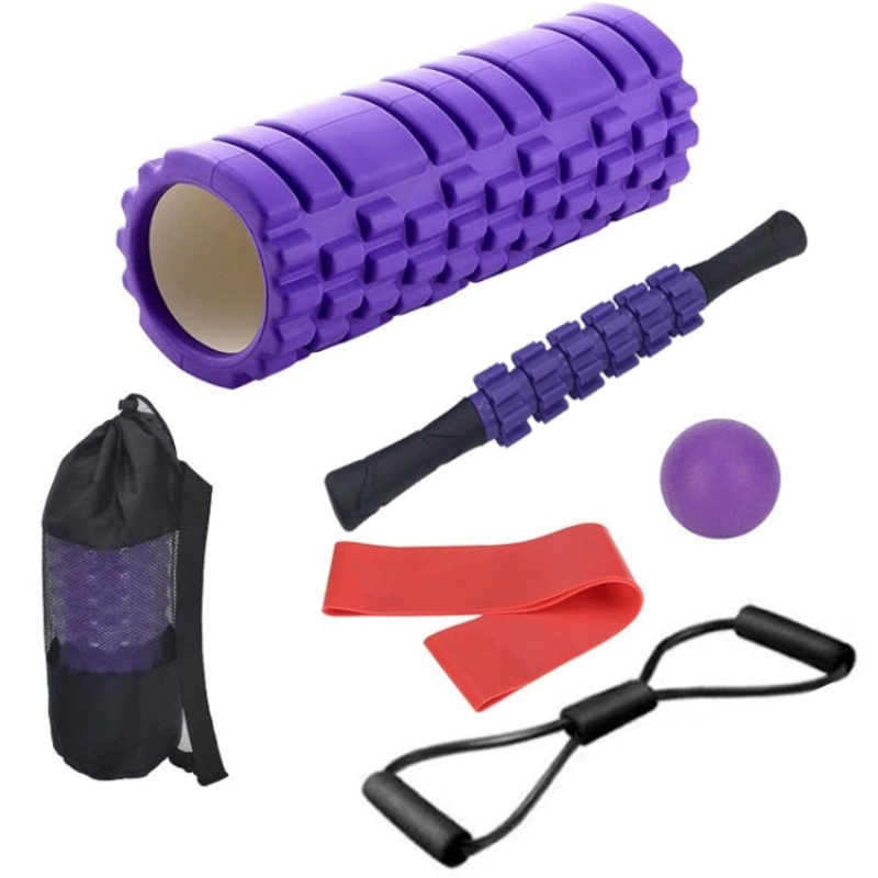33cm 6pcs EVA Hollow Foam Roller Muscle Relaxation Yoga Column Fitness Equipment (Purple)