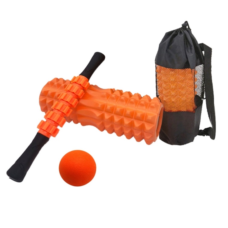 4-Piece Crescent Hollow Foam Roller Yoga Column Set Fitness Muscle Relaxation Massager (Orange, 45cm)