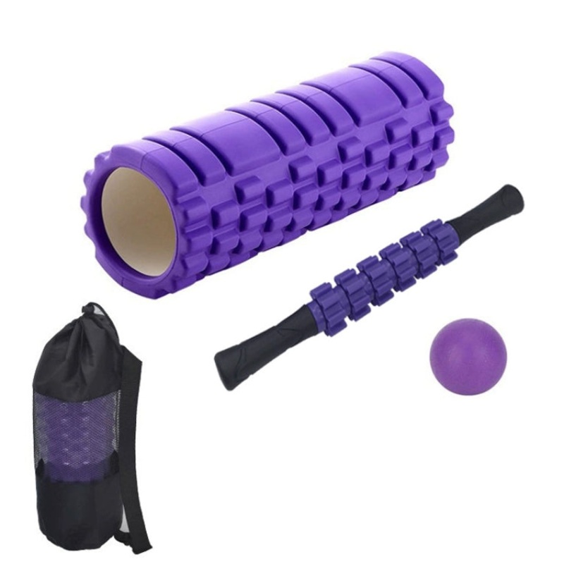 45cm 4pcs EVA Hollow Foam Roller Muscle Relaxation Yoga Column Set Fitness Equipment (Purple)