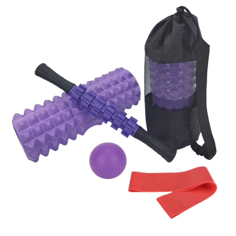 5Pcs/Set Hollow Foam Roller Yoga Column Set Fitness Muscle Relaxation Massager (Purple)