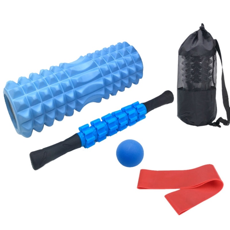 5pcs/set Hollow Foam Roller Yoga Column Set Fitness Muscle Relaxation Massager Set (Blue, 45cm)