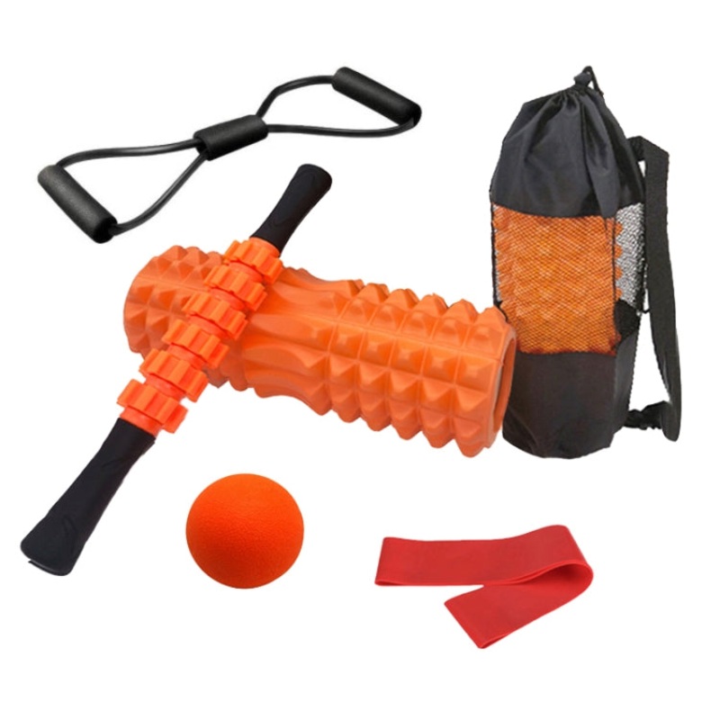 6-Piece Crescent Hollow Foam Roller Yoga Column Set Muscle Relaxation Massager Set (Orange)