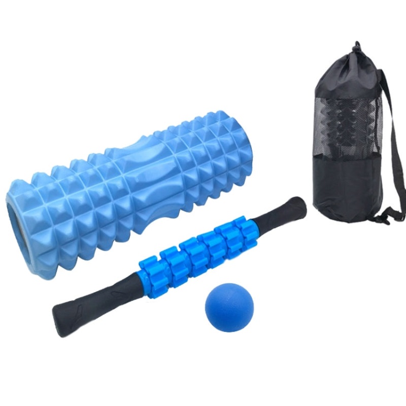 Crescent Hollow Foam Roller Yoga Column Set Fitness Muscle Relaxation Massager Set Blue (45cm)4pcs