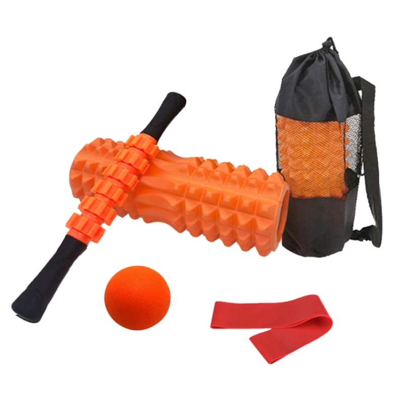 Crescent Hollow Foam Roller Yoga Column Set Fitness Muscle Relaxation Massager Set (Orange, 45cm)