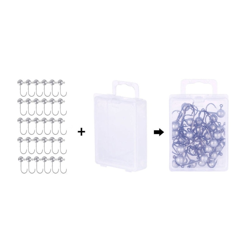 HENGJIA JI035 30pcs 2g Lead Head Hook Fishing Gear Lua Anti-drop Hooks