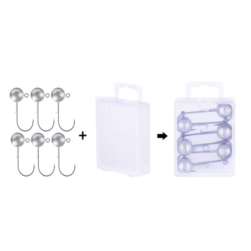 HENGJIA JI035 6pcs 14g Lead Head Hook Fishing Gear Lua Anti-drop Hooks