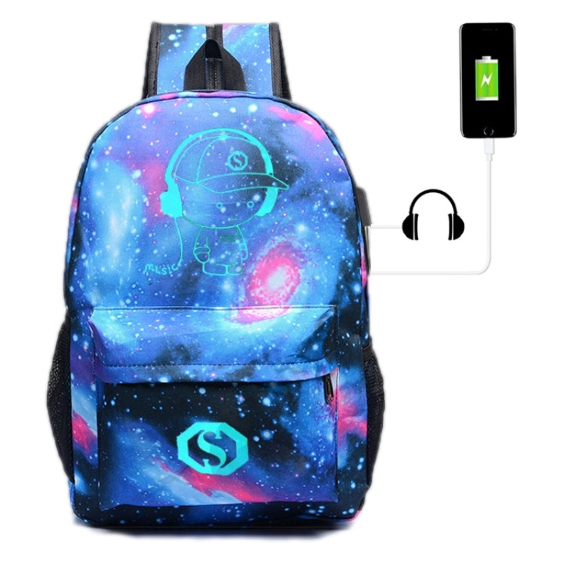 USB Rechargeable Computer Backpack Blue Starry Sky
