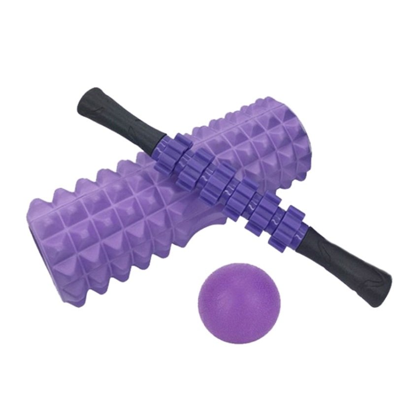 Yoga Foam Roller Muscle Relaxation Massager Set (3pcs/set) Purple (33cm)