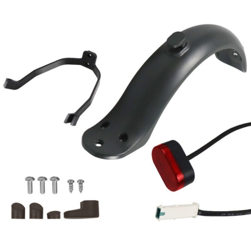 For Xiaomi M365 Electric Scooter Accessories, Fender+Bracket+Taillight, Color: Black Without Wrench