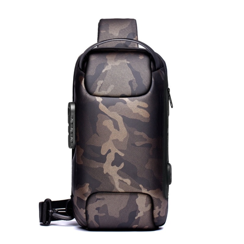 Men Oxford Cloth Chest Bag Anti-theft Crossbody Sports Backpack (Camouflage)