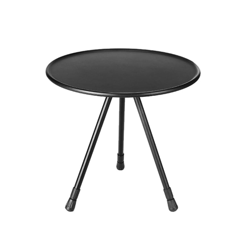 Outdoor Aluminum Alloy Folding Small Round Table Portable Liftable Camping Table (Black)