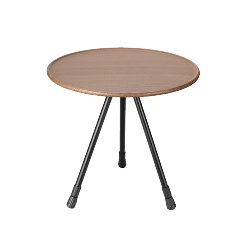 Outdoor Aluminum Alloy Folding Small Round Table Portable Liftable Camping Table (Wood Color)