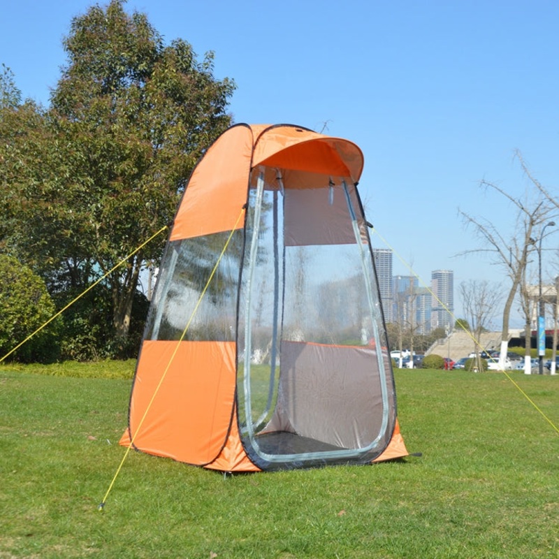Single Foldable Outdoor Fishing Rainproof Sunshade Tent with Double-doors (Orange)
