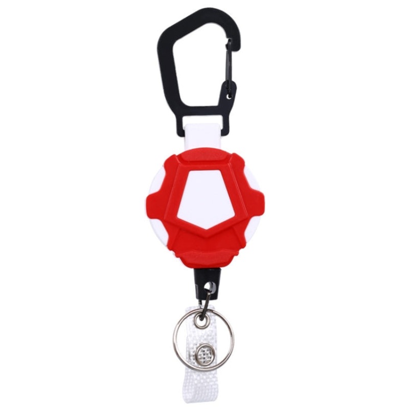 Telescopic High Resilience Steel Wire Rope Metal Anti-theft Buckle Key Ring (Red White) Ecommerce Product
