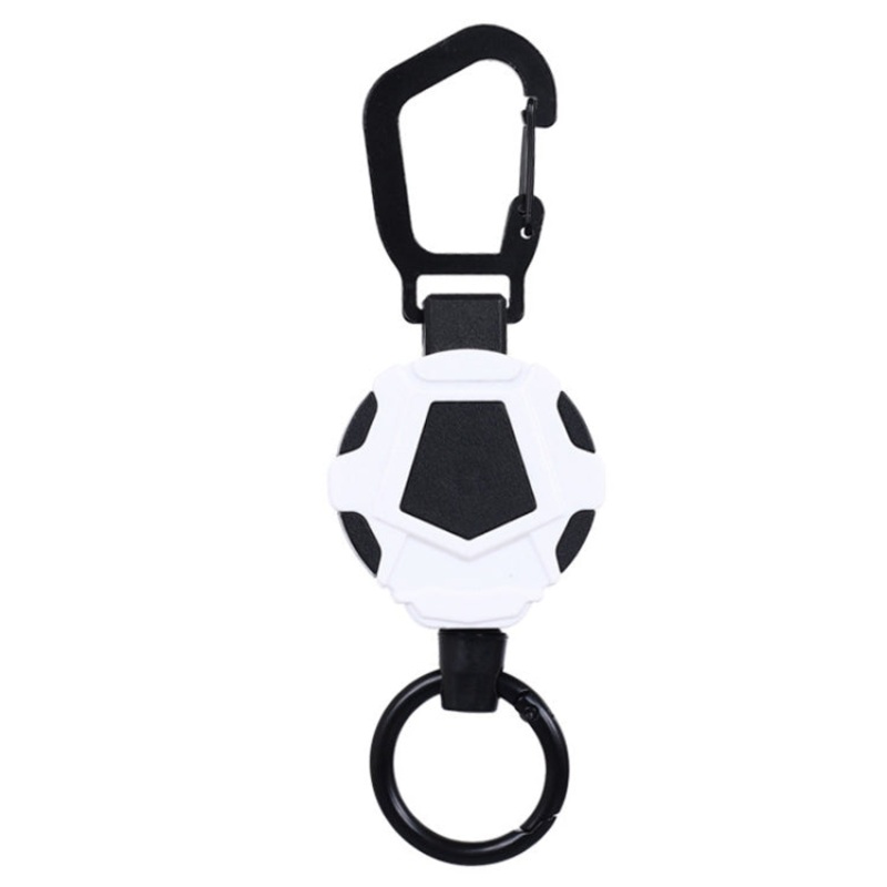 Telescopic High Resilience Steel Wire Rope Metal Anti-theft Buckle Quick Release Ring * White Black