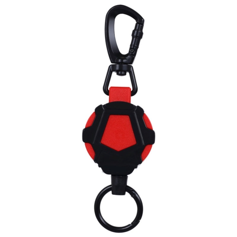 Telescopic Steel Wire Rope Metal Anti-theft Buckle with Quick Release Ring (Black Red)