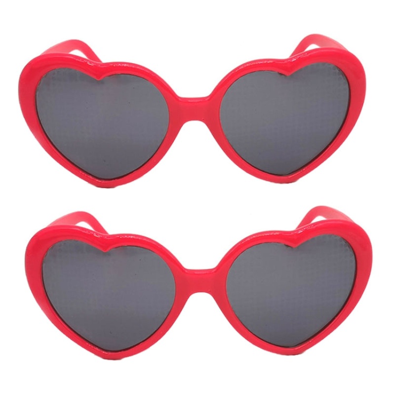 2pairs Love Glasses Light Change Love Sunglasses(Red)