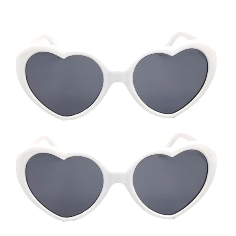 2pairs Love Glasses Light Change Love Sunglasses(White)