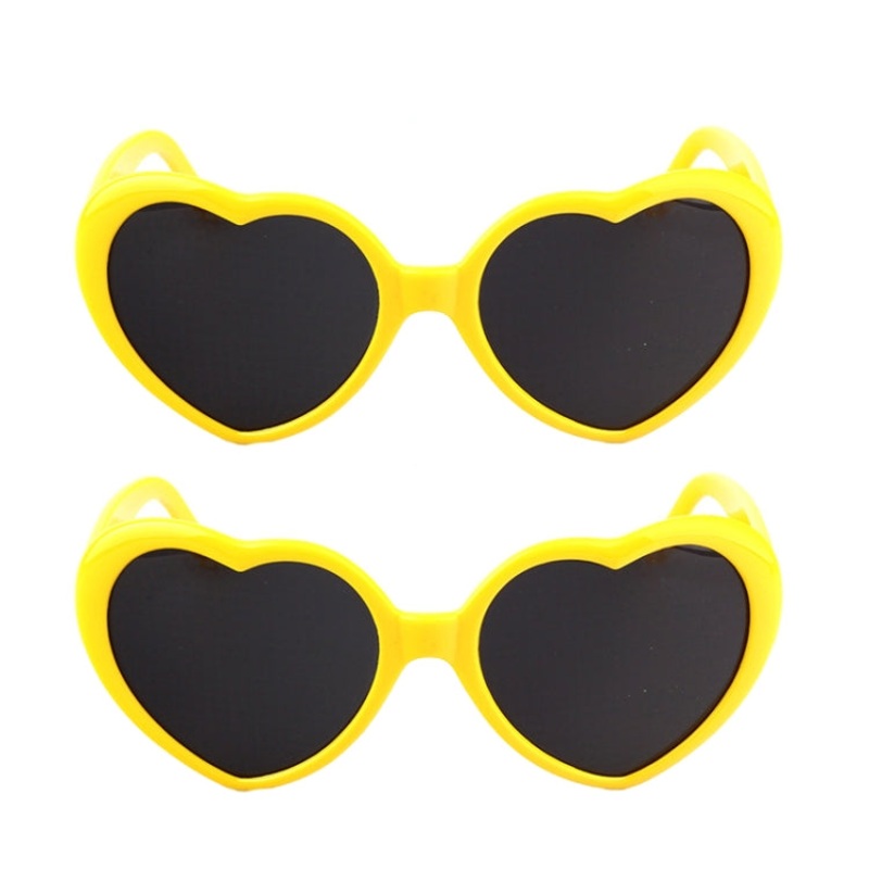 2pairs Love Glasses Light Change Love Sunglasses(Yellow)