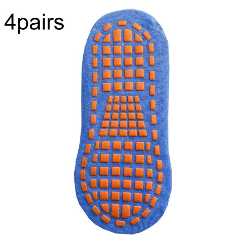4 Pairs Trampoline Socks Dotted Rubber Non-slip Floor Socks Yoga Socks, Size: 1-5 Years Old (Blue)