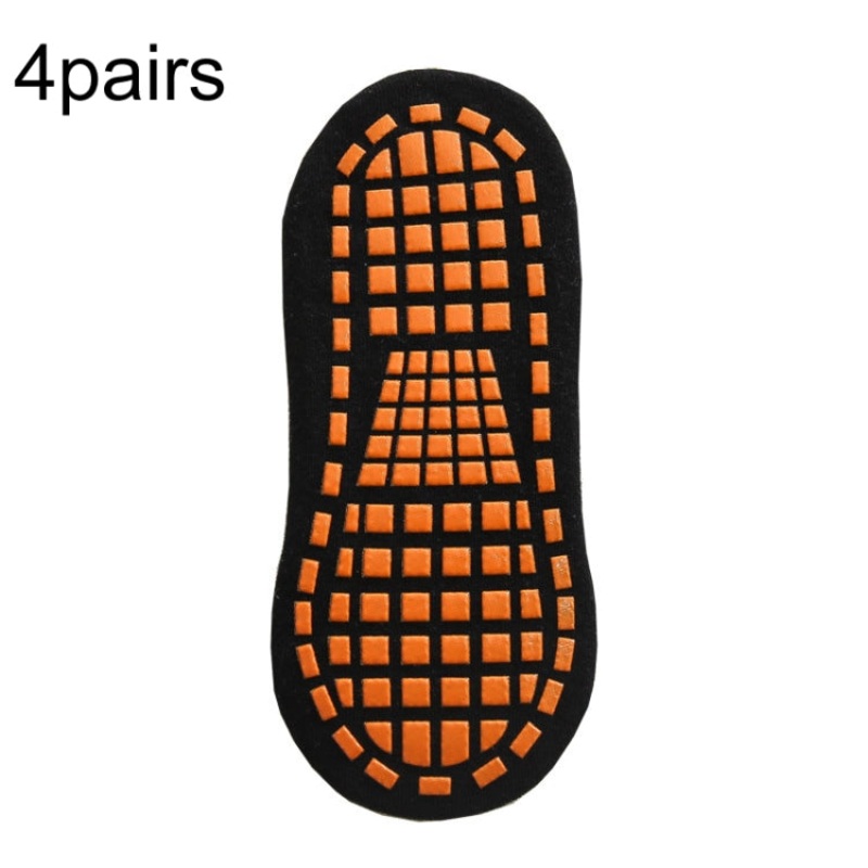 4 Pairs Trampoline Socks Dotted Rubber Non-slip Floor Yoga Socks, Size: 5-12 Years Old (Black)