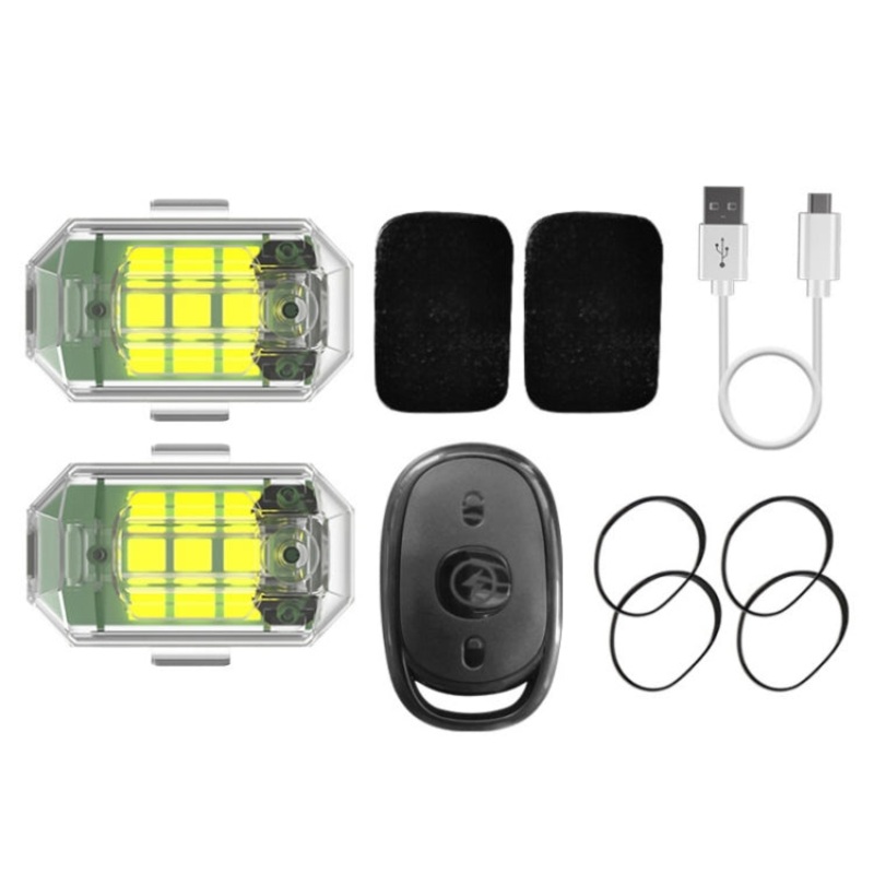 Remote Control LED Car Modified Electric Car Warning Tail Light 2 Light +1 RC Black (2 x)