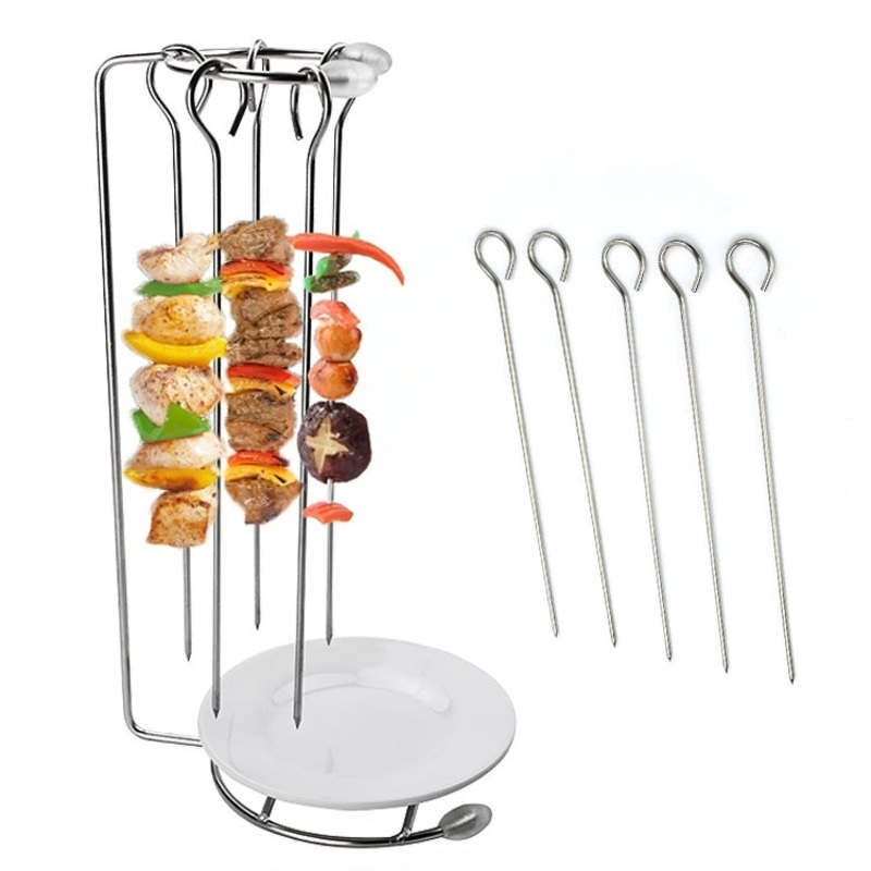 Stainless Steel Kebab Barbecue Hanging Rack with Skewers (5 Stitches)