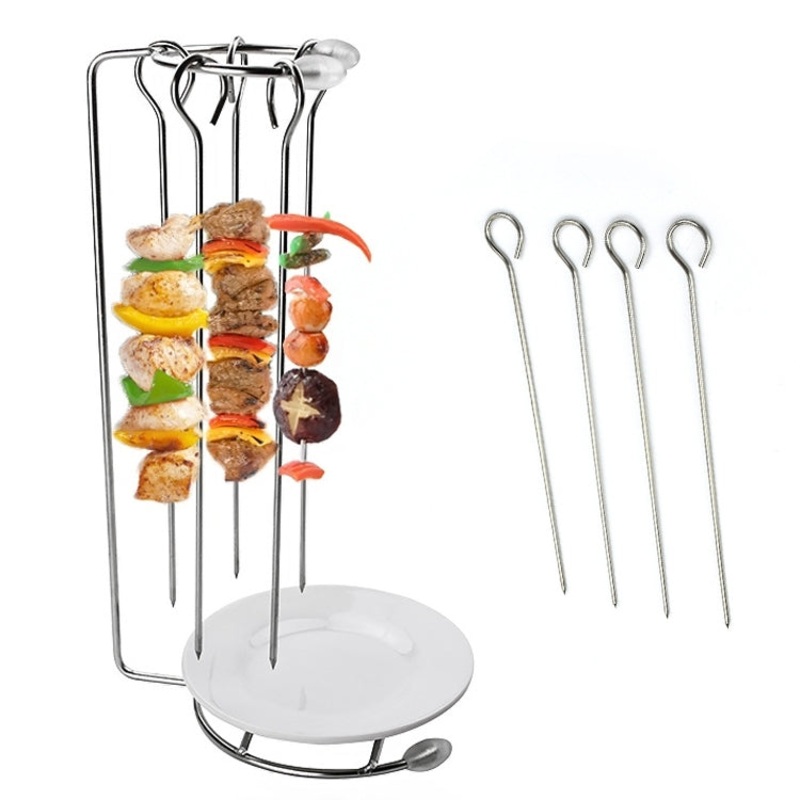 Stainless Steel Kebab Barbecue Hanging Rack with Skewers String Incense Stand (4 Stitches)