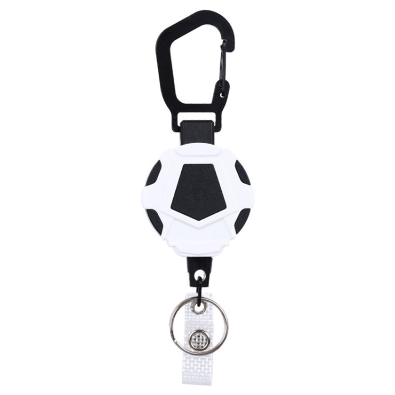 Telescopic High Resilience Steel Wire Rope Metal Anti-theft Buckle Key Ring (White Black)