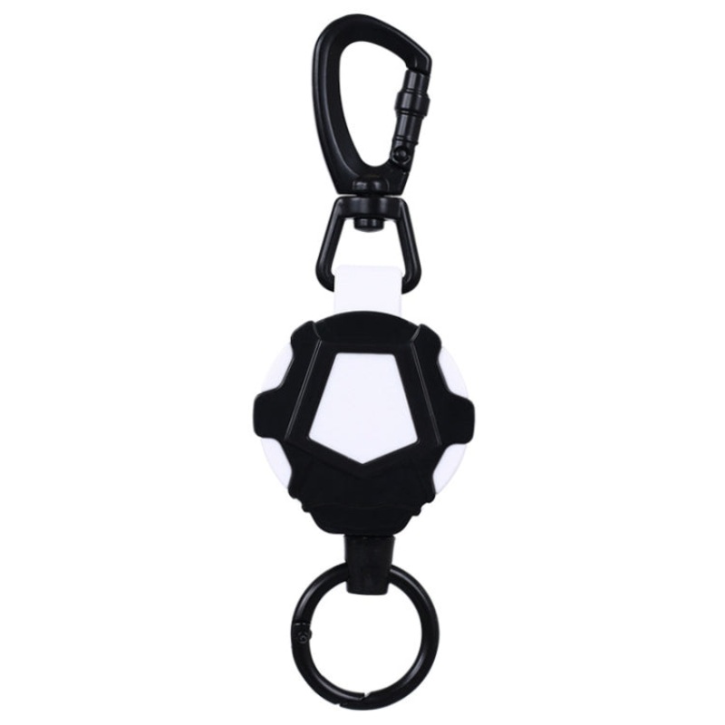 Telescopic High Resilience Steel Wire Rope Metal Anti-theft Buckle Quick Release Ring Black White (Multiple Sizes)