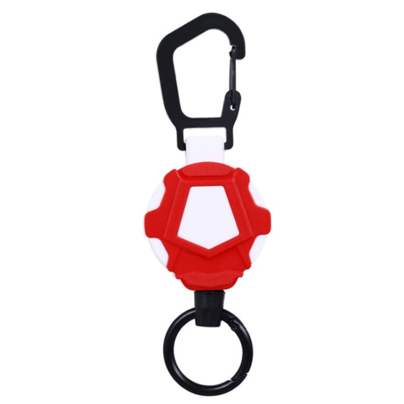 Telescopic High Resilience Steel Wire Rope Metal Anti-theft Buckle Quick Release Ring Red White