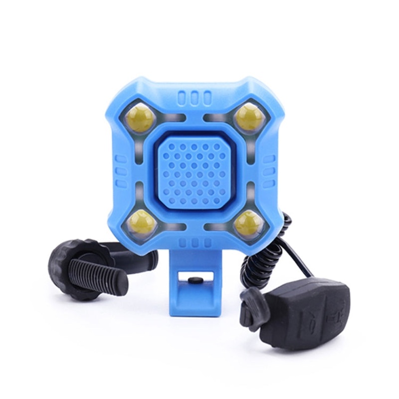 2 in 1 Bike 140dB Bell 4 Lamp Cycling Light Bicycle Horn 5-Sounds Alarm (Blue)