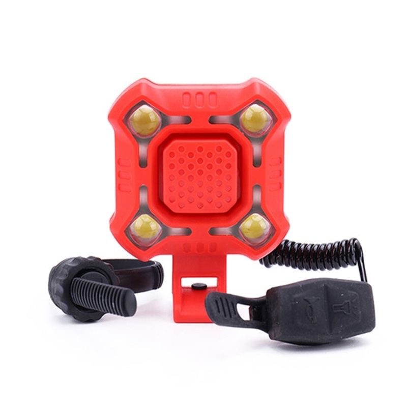 2 in 1 Bike 140db Bell Lamp Cycling Light Bicycle Horn 5-sounds Alarm (Red)