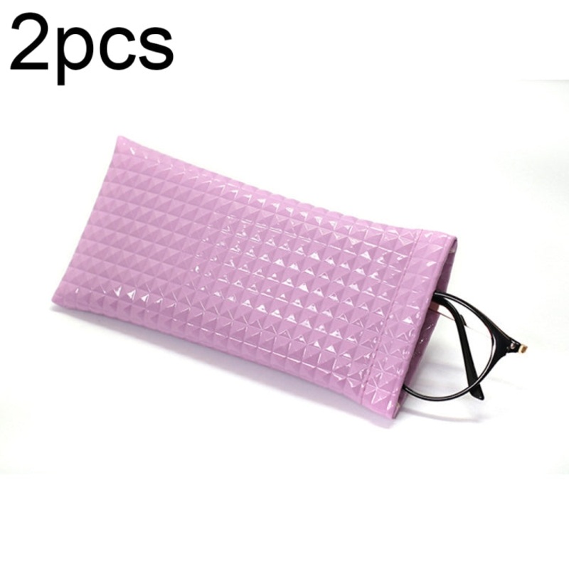 D8649-240 2pcs PU Leather Bullet Portable Waterproof Glasses Storage Bag, Color: Purple