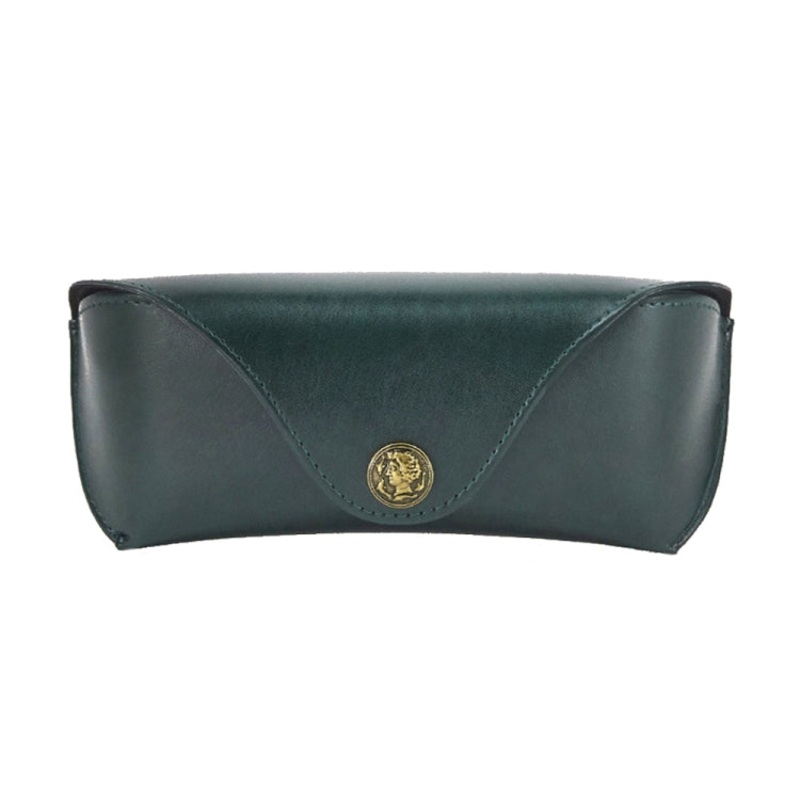 E5521 Simple Retro PU Soft Leather Glasses Storage Box, Color: Green