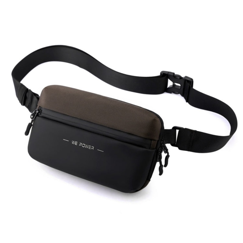 Men Chest Bag Outdoor Travel Waist Bag Minimalist Shoulder Bag (Brown)