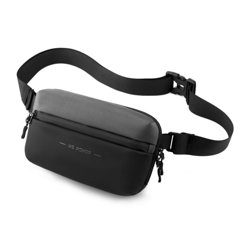 Men Chest Bag Outdoor Travel Waist Bag Minimalist Shoulder Bag (Grey)