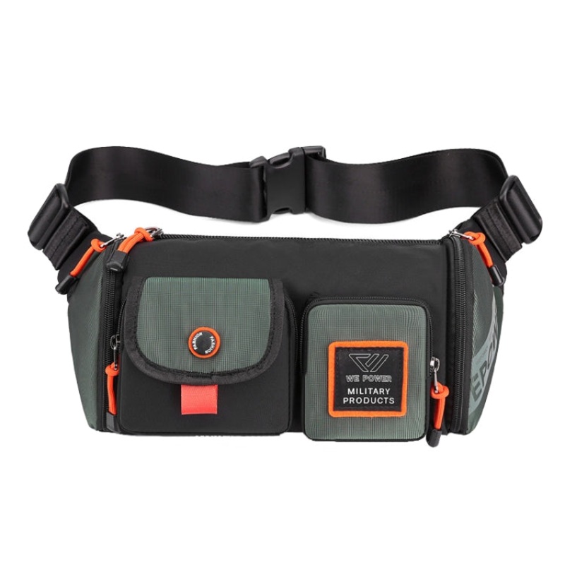 Men Leisure Waterproof Chest Bag Messenger Large Capacity Commute Bag (Gray Green)