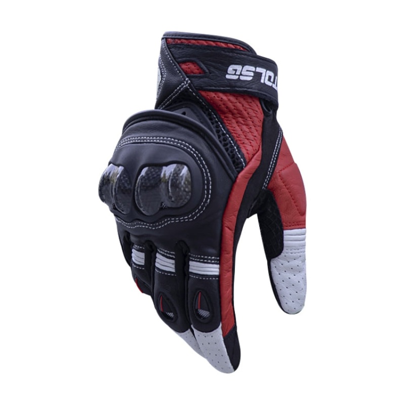 One Pair Genuine Leather Motorcycle Gloves with Carbon Fiber Hard Knuckle Touch Screen, Size:XL(Black)