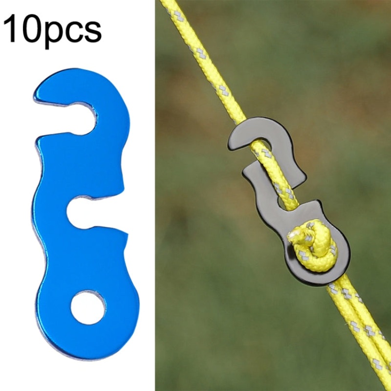 Outdoor Aluminum Alloy S-shaped Wind Rope Buckle 10pcs (Blue)