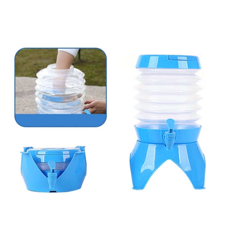 Outdoor Camping Portable Car Retractable Folding Bucket With Faucet, Capacity: 5.5L (Black)