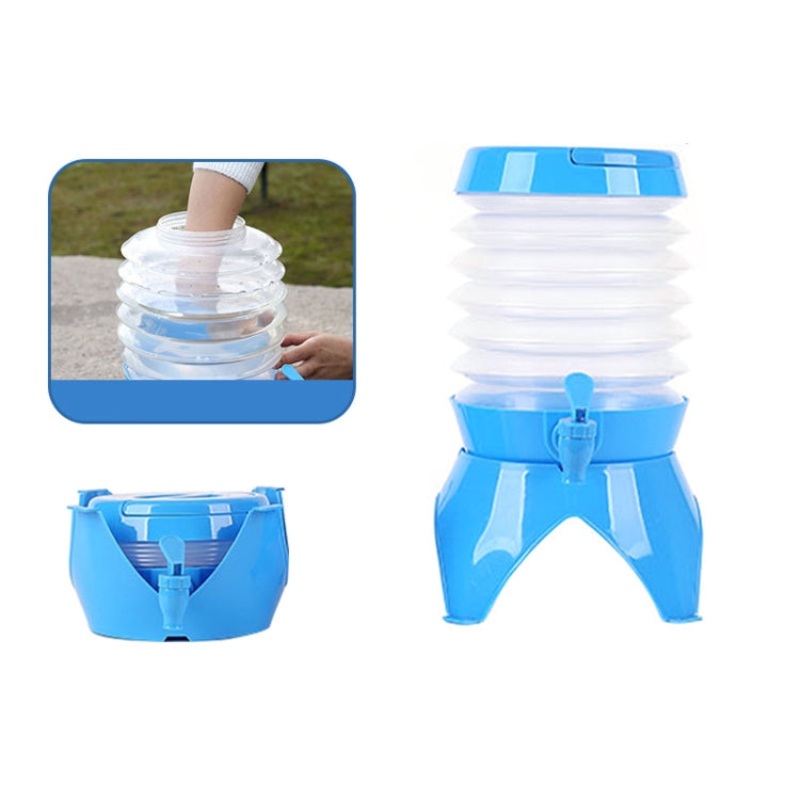 Outdoor Camping Portable Car Retractable Folding Bucket With Faucet, Capacity: 7.5L (Black)